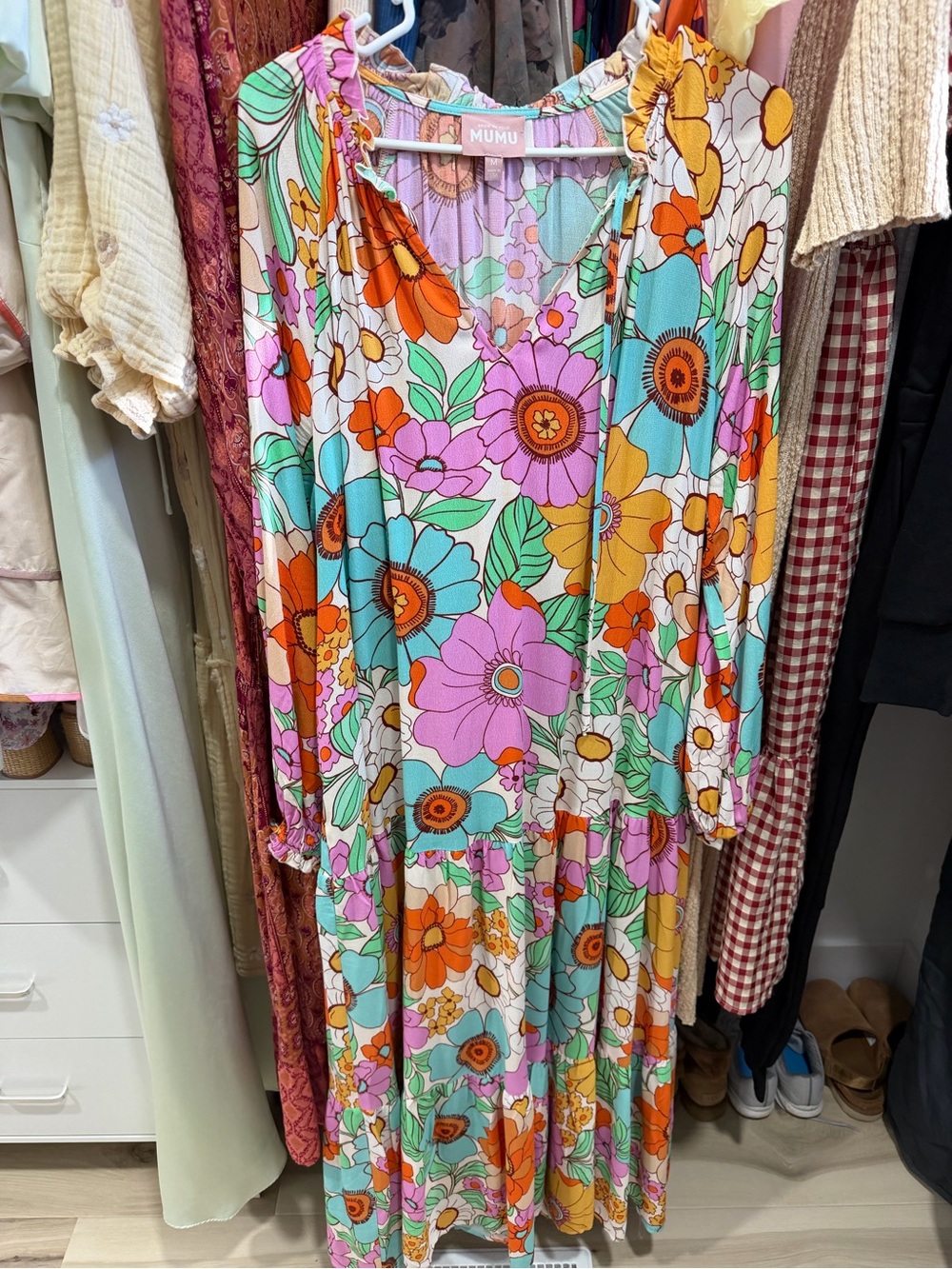 Show Me Your MuMu Floral Maxi Dress in Orange, Pink, Teal & Yellow